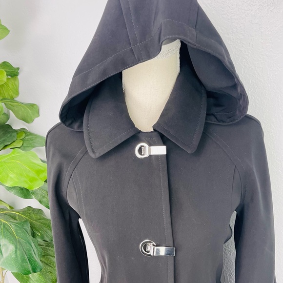 NWOT London Fog Black Box Rain A Line Trench Coat - Picture 6 of 11